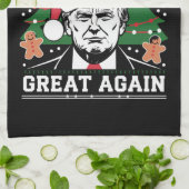 トランプおもしろい2024再びクリスマスを素晴らし作る キッチンタオル (折り畳み)