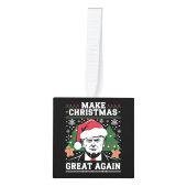 トランプおもしろい2024再びクリスマスを素晴らし作る キューブオーナメント (正面)