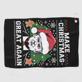 トランプおもしろい2024再びクリスマスを素晴らし作る ゴルフタオル (横)