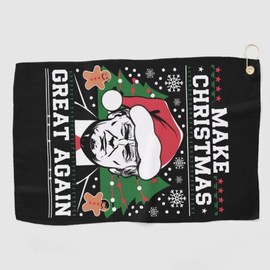 トランプおもしろい2024再びクリスマスを素晴らし作る ゴルフタオル (横)