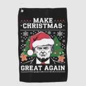 トランプおもしろい2024再びクリスマスを素晴らし作る ゴルフタオル (正面)