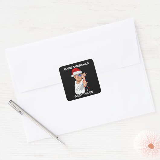 トランプおもしろい2024再びクリスマスを素晴らし作る スクエアシール (封筒)
