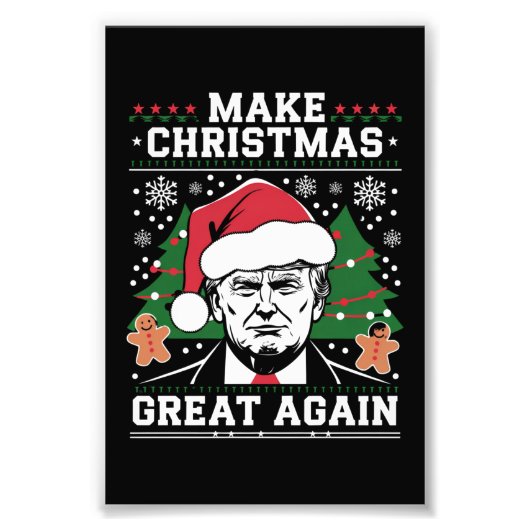 トランプおもしろい2024再びクリスマスを素晴らし作る フォトプリント            (正面)