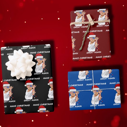 トランプおもしろい2024再びクリスマスを素晴らし作る ラッピングペーパーシート