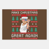 トランプおもしろい2024再びクリスマスを素晴らし作る ラッピングペーパーシート (正面3)