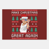 トランプおもしろい2024再びクリスマスを素晴らし作る ラッピングペーパーシート (正面2)