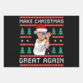 トランプおもしろい2024再びクリスマスを素晴らし作る ラッピングペーパーシート (正面)