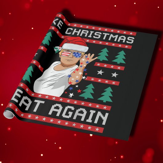 トランプおもしろい2024再びクリスマスを素晴らし作る ラッピングペーパー