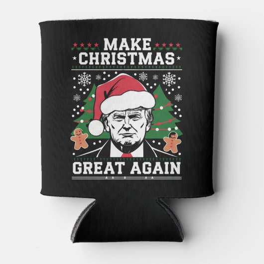 トランプおもしろい2024再びクリスマスを素晴らし作る 缶クーラー (正面)