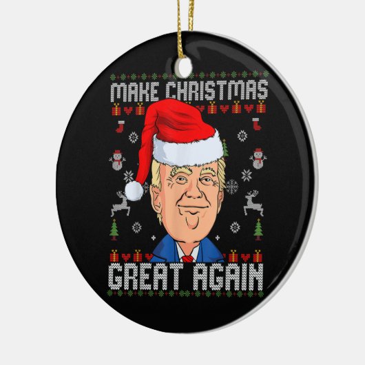 トランプおもしろい2024再び醜いクリスマスを作る素晴らし2024 セラミックオーナメント (左)