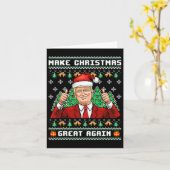 トランプおもしろい2024再び醜いSの素晴らしクリスマスを作る カード (黄色い花)