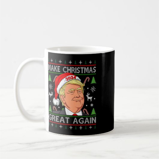 トランプおもしろい2024再び醜いSの素晴らしクリスマスを作る コーヒーマグカップ (左)