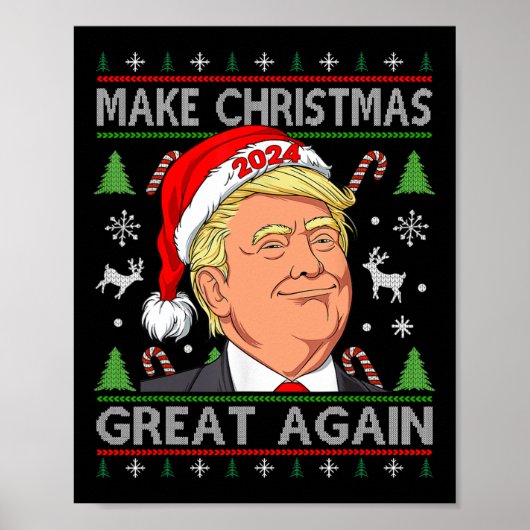 トランプおもしろい2024再び醜いSの素晴らしクリスマスを作る ポスター (正面)