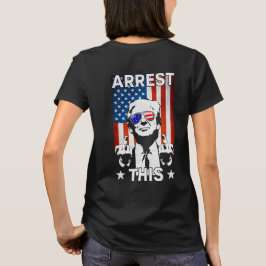 トランプおもしろい2024逮捕このアメリカ国旗2面 Tシャツ