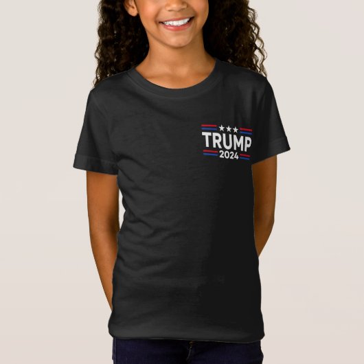 トランプおもしろい2024逮捕このアメリカ国旗2面 Tシャツ (正面)