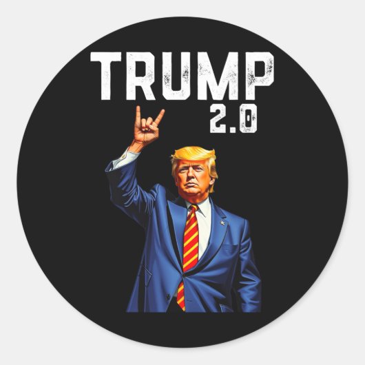 トランプおもしろい2.0アメリカ国旗のトランプ ラウンドシール (正面)