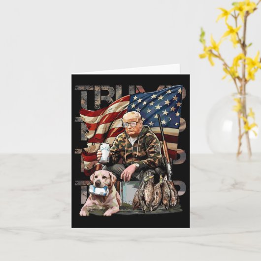 トランプおもしろい45 47狩りビアダックス米国国旗の迷彩柄 カード (黄色い花)