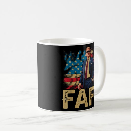 トランプおもしろい・フェイフ、Y2kフェイフトランプ・アメリカ国旗Vin コーヒーマグカップ (正面右)