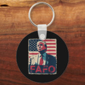 トランプおもしろいFafo F見つのまわりにけ出すレトロ米国国旗 キーホルダー (正面)