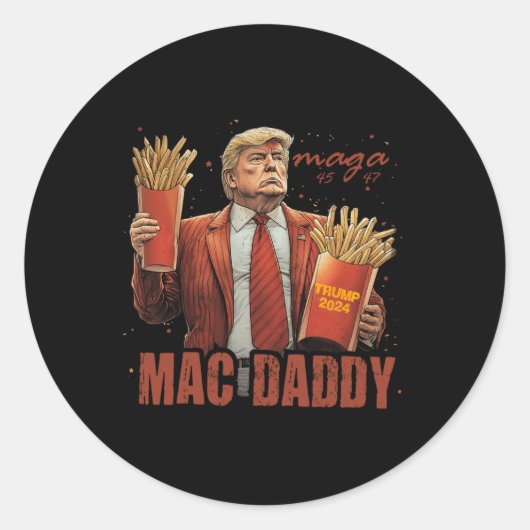 トランプおもしろいMacダディーティー ラウンドシール (正面)