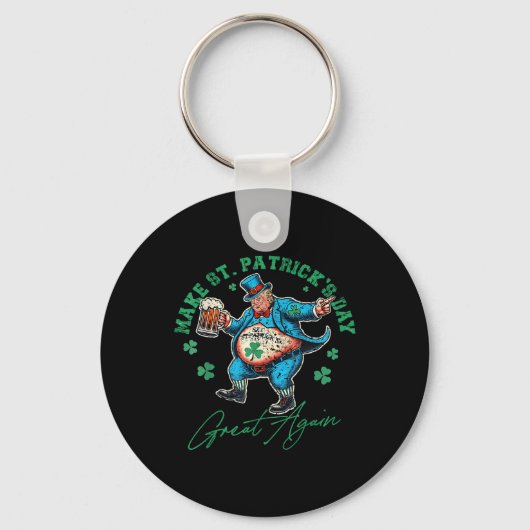 トランプおもしろいSt patricks dayアイルランド人男性ウォム キーホルダー (正面)