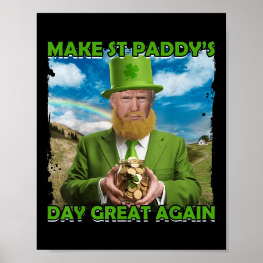 トランプおもしろいSt patricks dayメイクSt paddys dayグレ ポスター (正面)