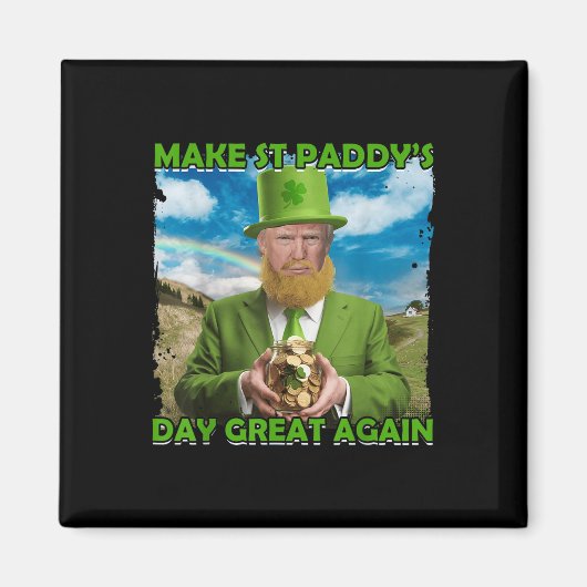 トランプおもしろいSt patricks dayメイクSt paddys dayグレ マグネット (正面)