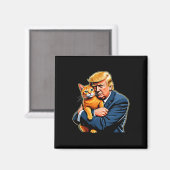 トランプがオレンジ色の猫を抱きしめる面白い2025年選挙ミーム マグネット (正面/裏面)