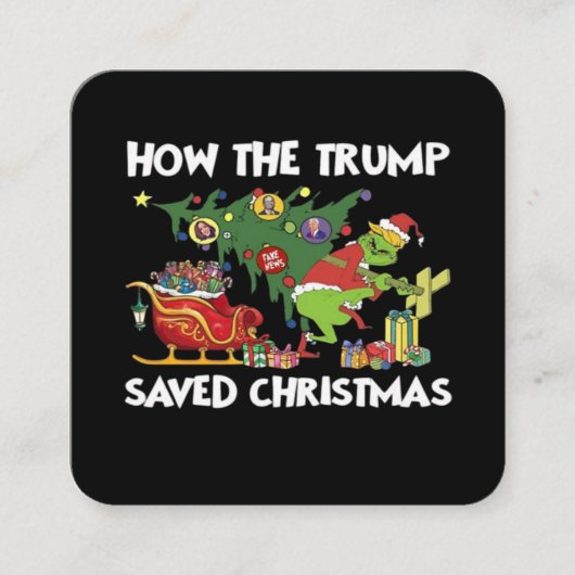 トランプがクリスマスを救った方法 スクエア名刺 (正面)