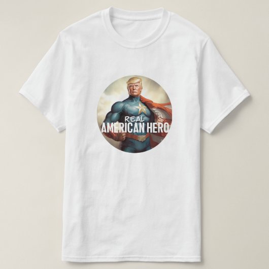 トランプがヒーロー実在だ Tシャツ (デザイン正面)
