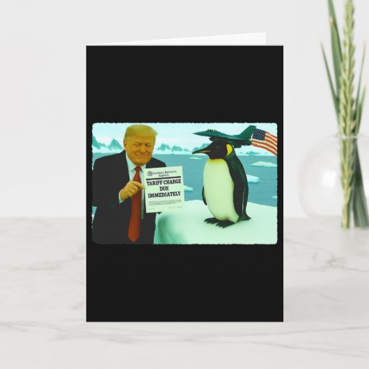 トランプがペンギンに関税を課す - 皮肉な政治 カード (正面)
