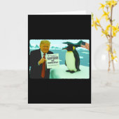 トランプがペンギンに関税を課す - 皮肉な政治 カード (黄色い花)