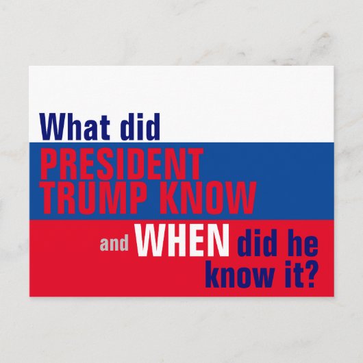 トランプが何を知っていたか、いつ彼はそれを知っていたか ポストカード (正面)