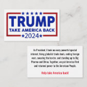 トランプが再びアメリカを取り戻す コーリングカード (正面/裏面)