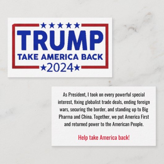 トランプが再びアメリカを取り戻す コーリングカード (正面/裏面)
