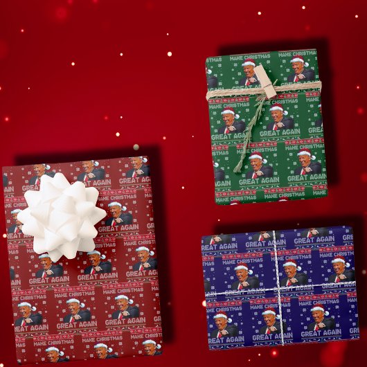 トランプが再びクリスマスを素晴らし作る ラッピングペーパーシート