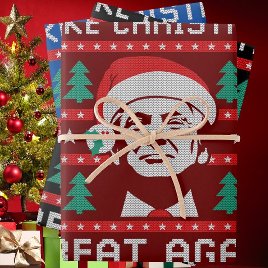 トランプが再びクリスマスを素晴らし作る ラッピングペーパーシート