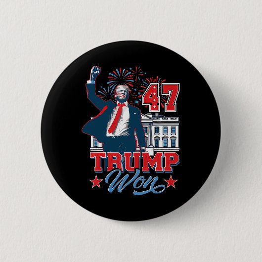 トランプが勝った2024ホワイトハウスプレの47th 缶バッジ (正面)
