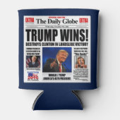 トランプが勝つ！アンチクおもしろいリントン新聞サタイヤ 缶クーラー (正面)