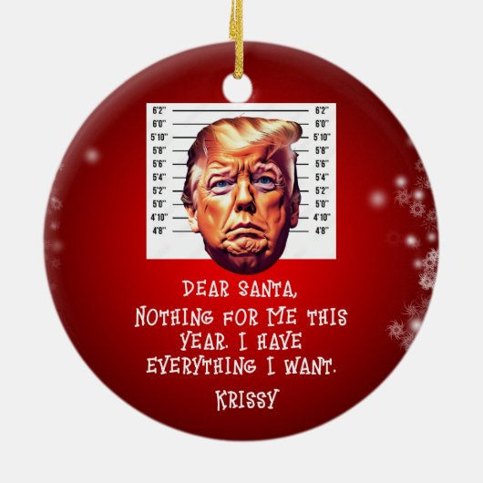 トランプが夢を真来のクリスマスに逮捕 セラミックオーナメント (裏面)