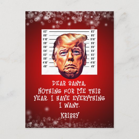 トランプが夢を真来のクリスマスに逮捕 ポストカード (正面)