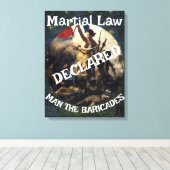 トランプが戒厳令を宣言 男がバリケードに立つ キャンバスプリント (インサイチュ (ウッドフロア))