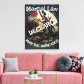 トランプが戒厳令を宣言 男がバリケードに立つ キャンバスプリント (インサイチュ (リビング))