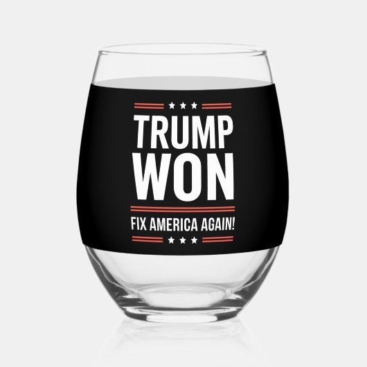 トランプがMAGAトランプの勝者2024修正アメリカ再び勝利 ステムなしワイングラス (裏面)