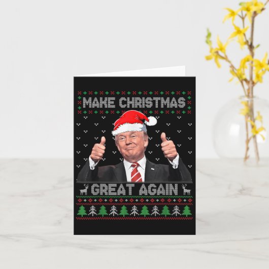トランプでクリスマスを再び素晴らしいに ユーモアあふれる ださいセーター カード (黄色い花)