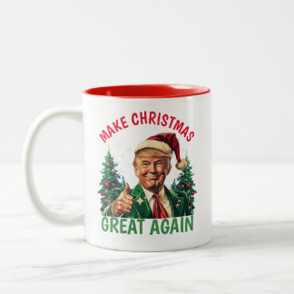 トランプでクリスマスを再び素晴らしいものに ツートーンマグカップ