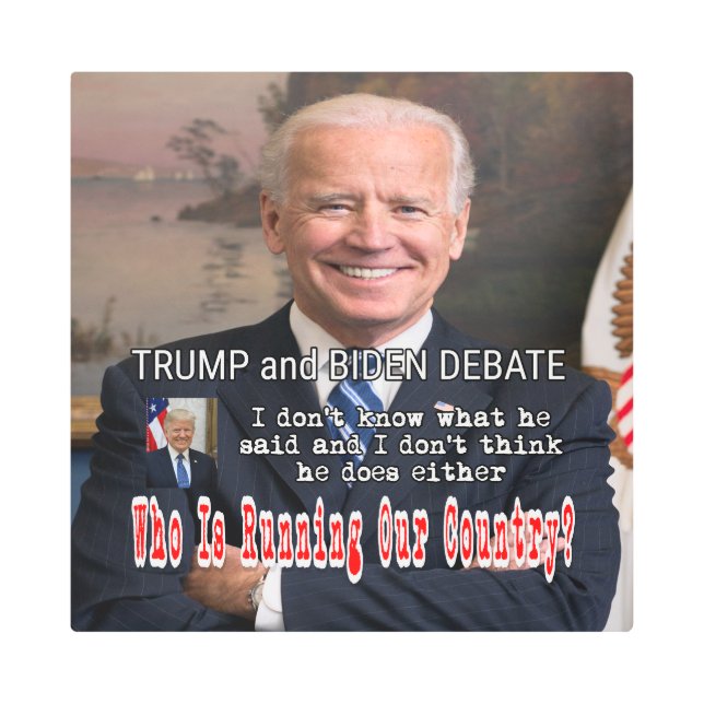 トランプとバイデン氏論争 メタルプリント (正面)