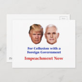 トランプとペンスの弾劾を求める - 共謀の疑いで ポストカード (正面/裏面)