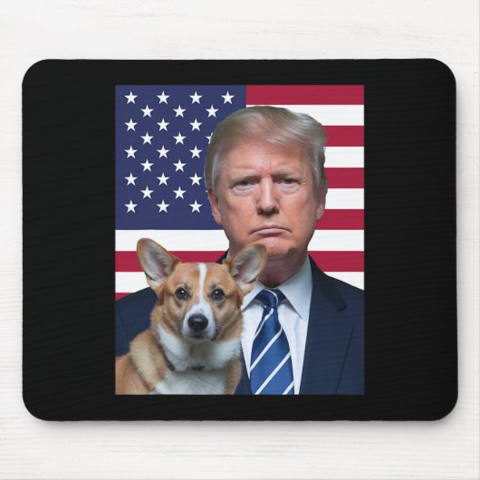 トランプとペンブロークウェルシュコーギードッグUsa国旗のElecti マウスパッド (正面)