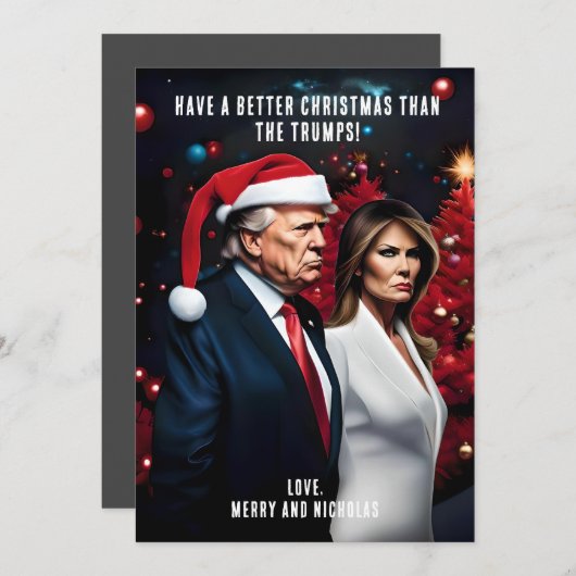 トランプとメラニアの悪いクリスマス シーズンカード (正面/裏面)